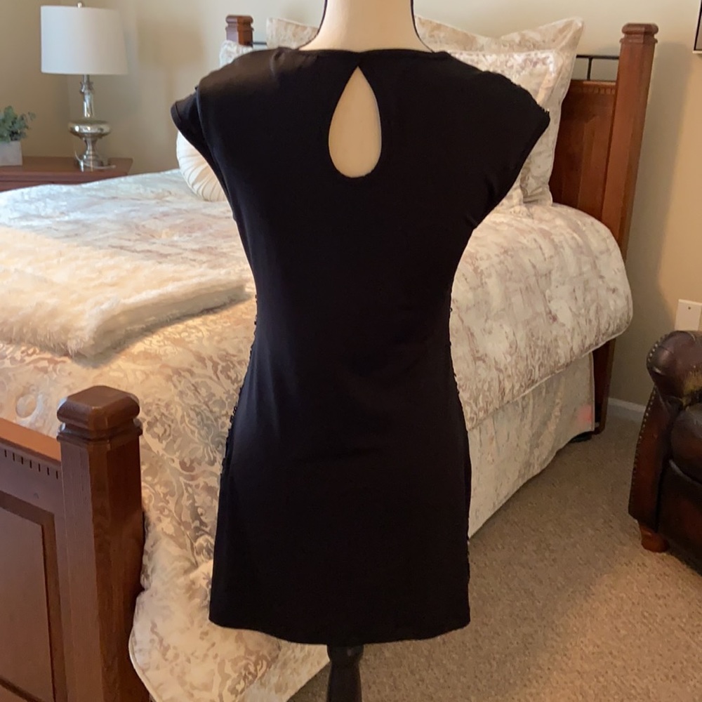 Sequenced Little Black Dress! Belle Du Jour Brand Scoop Neck Dress - Picture 2 of 4